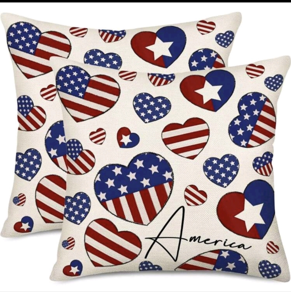 Throw Pillow cover 18 X 18 Patriotic Heart